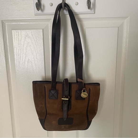 Vintage Dooney & Bourke Bucket Shoulder Hobo Tote Handbag Purse BROWN Suede - Picture 14 of 15